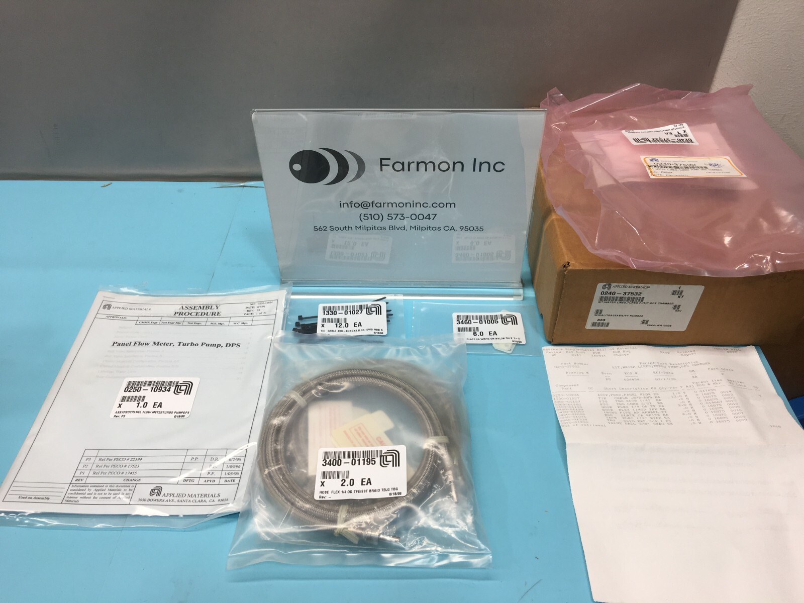 AMAT 0240-37532 Kit, Water Lines, Turbo Pump, DPS Chamber, 0250-10934, 159446