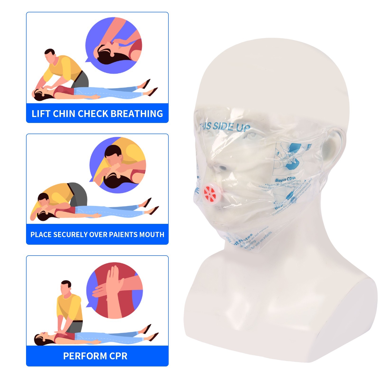 6 Pack CPR Mask with One-Way Valve, Emergency First Aid Face Shield Key Ring