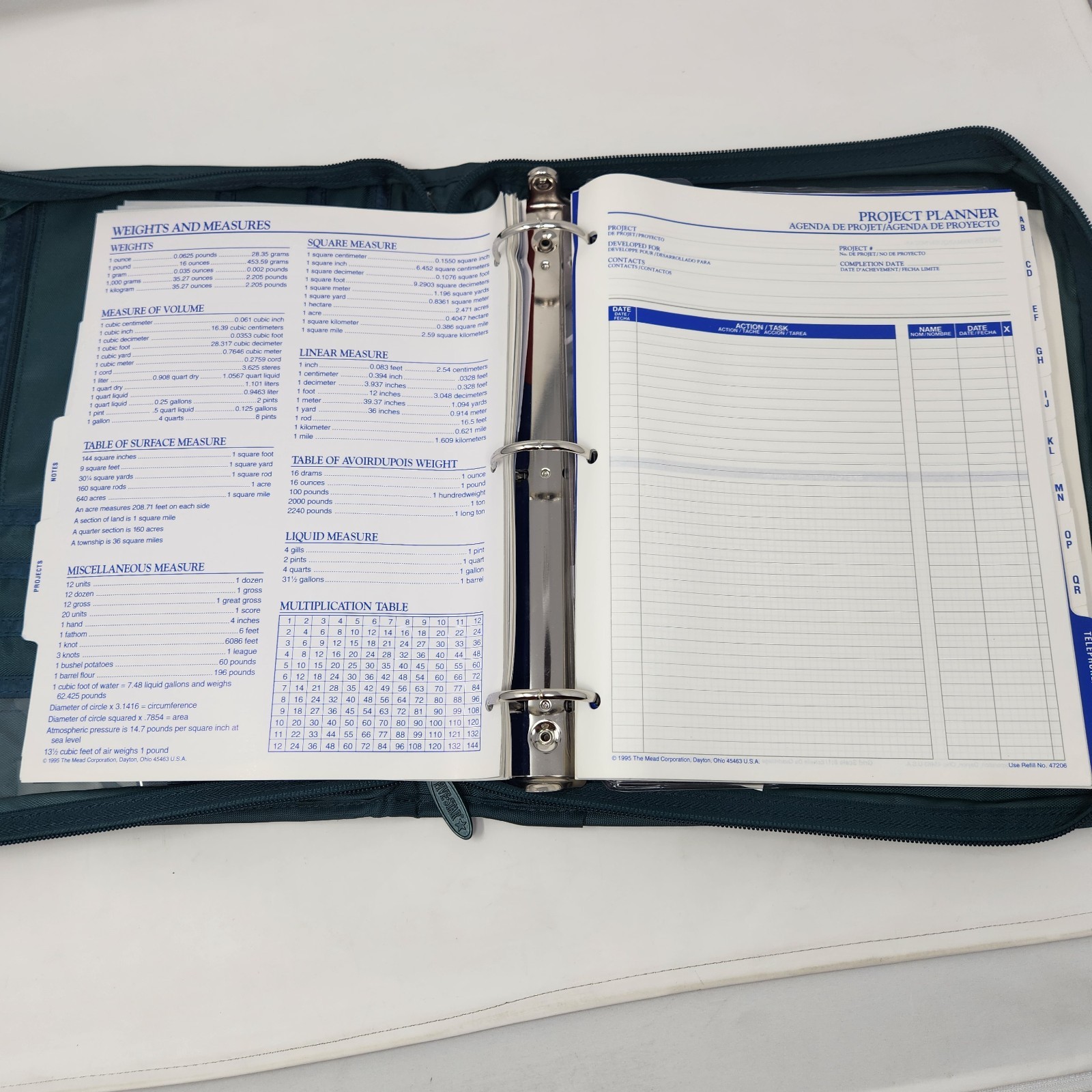 NEW Mead Five Star First Gear Zipper Planner Agenda Binder Green Vintage 1996