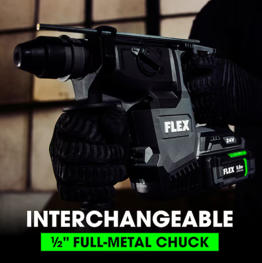 FLEX 24-volt 1-in SDS-plus Variable Speed Cordless Rotary Hammer Drill FX1551A-Z
