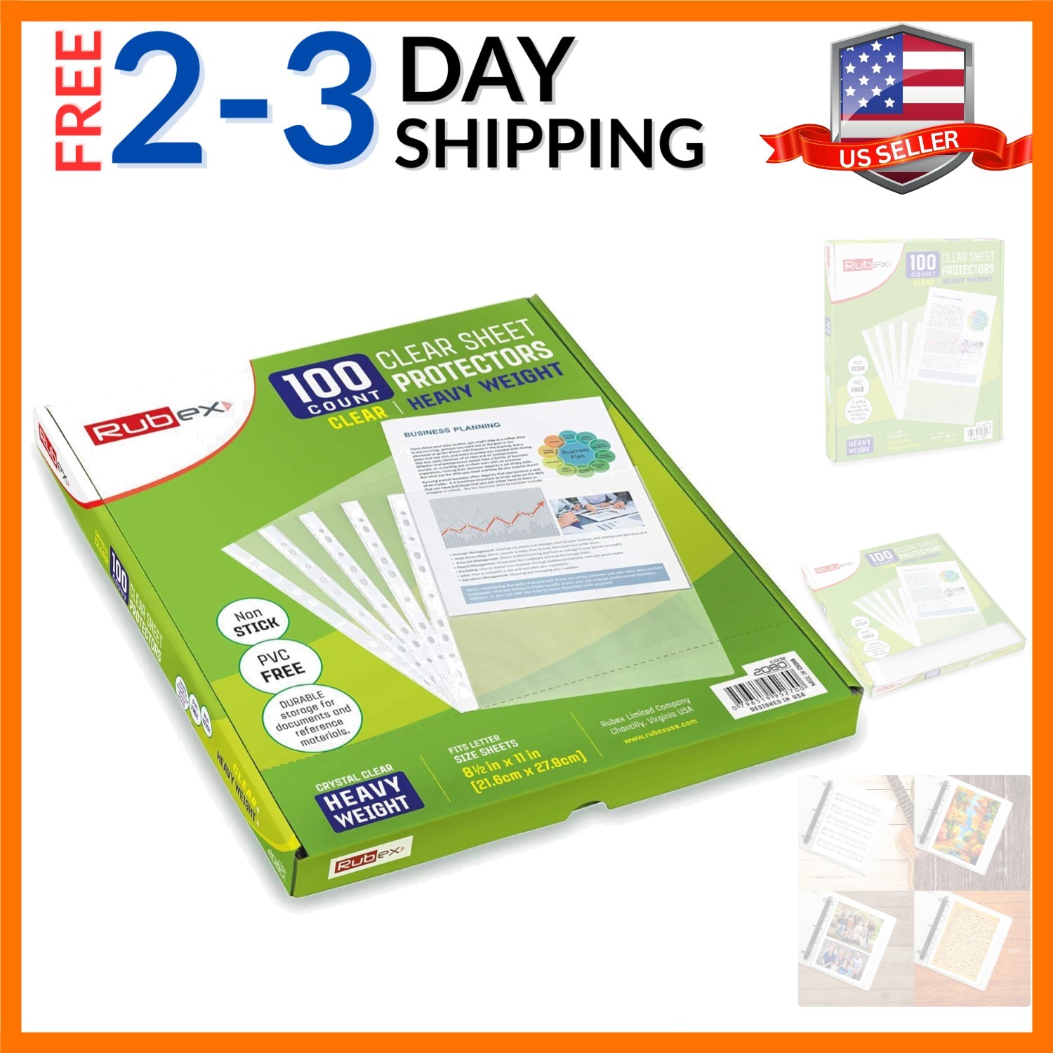 Heavyweight Sheet Protectors, Holds 8.5 x 11 inch Sheets, 9.25 x 11.25 inch T…