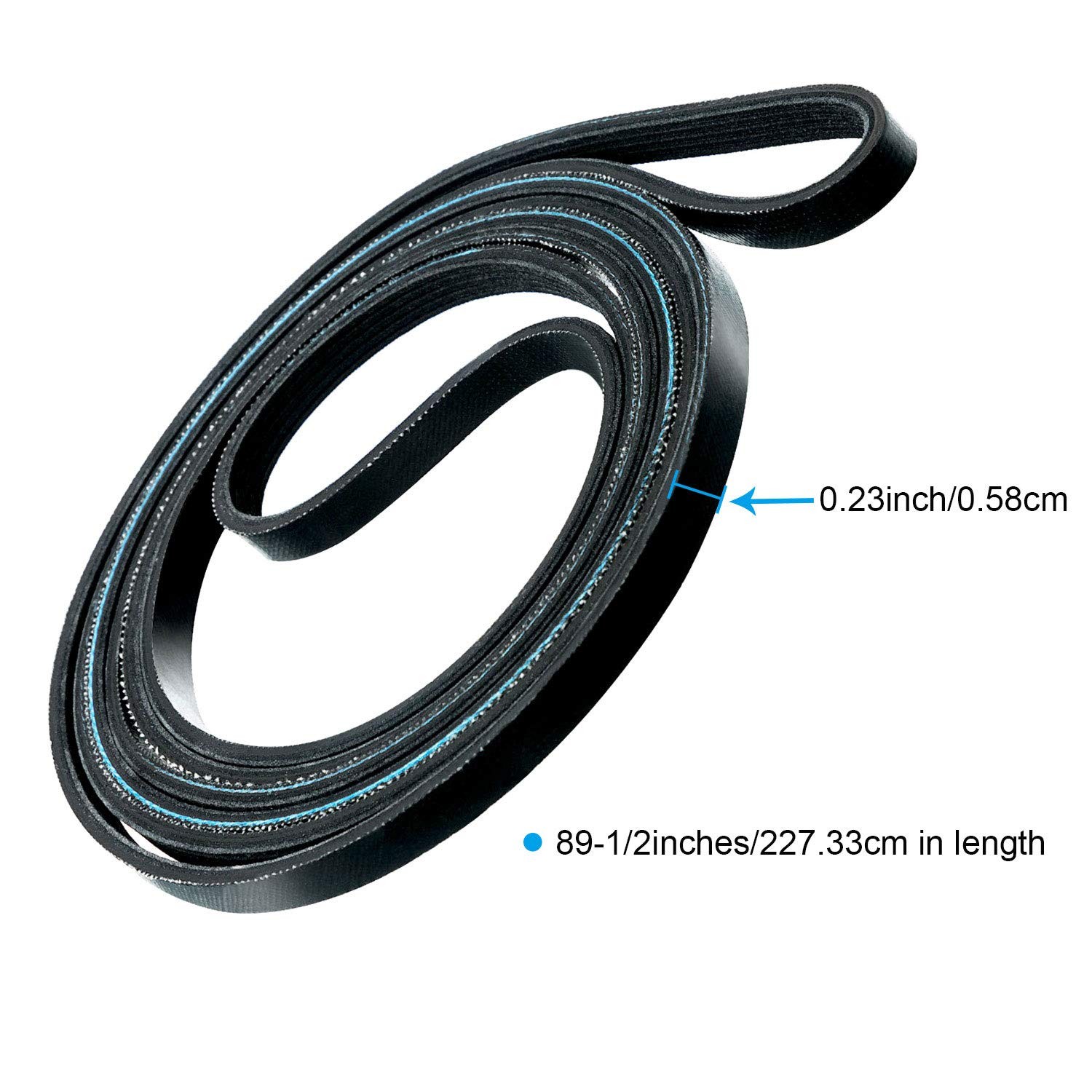 WE12M29 Dryer Drum Belt Compatible with 89.5 inches x 0.58 cm, Black