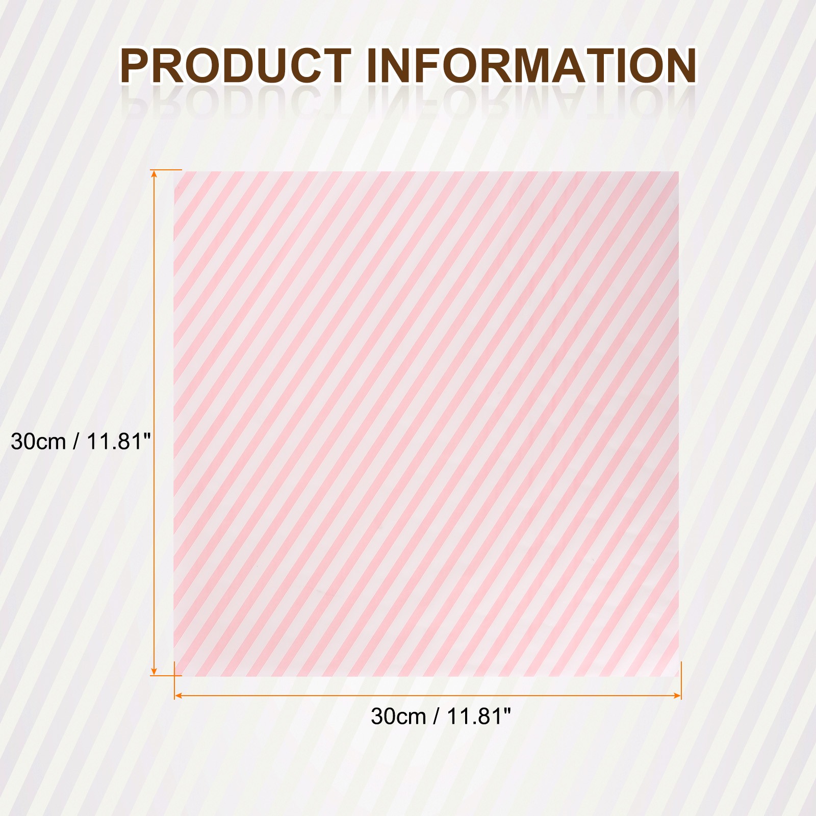 100pcs Square Stripes Dry Food Wrapping Paper 11.81″ x 11.81″ for Sandwich Pink