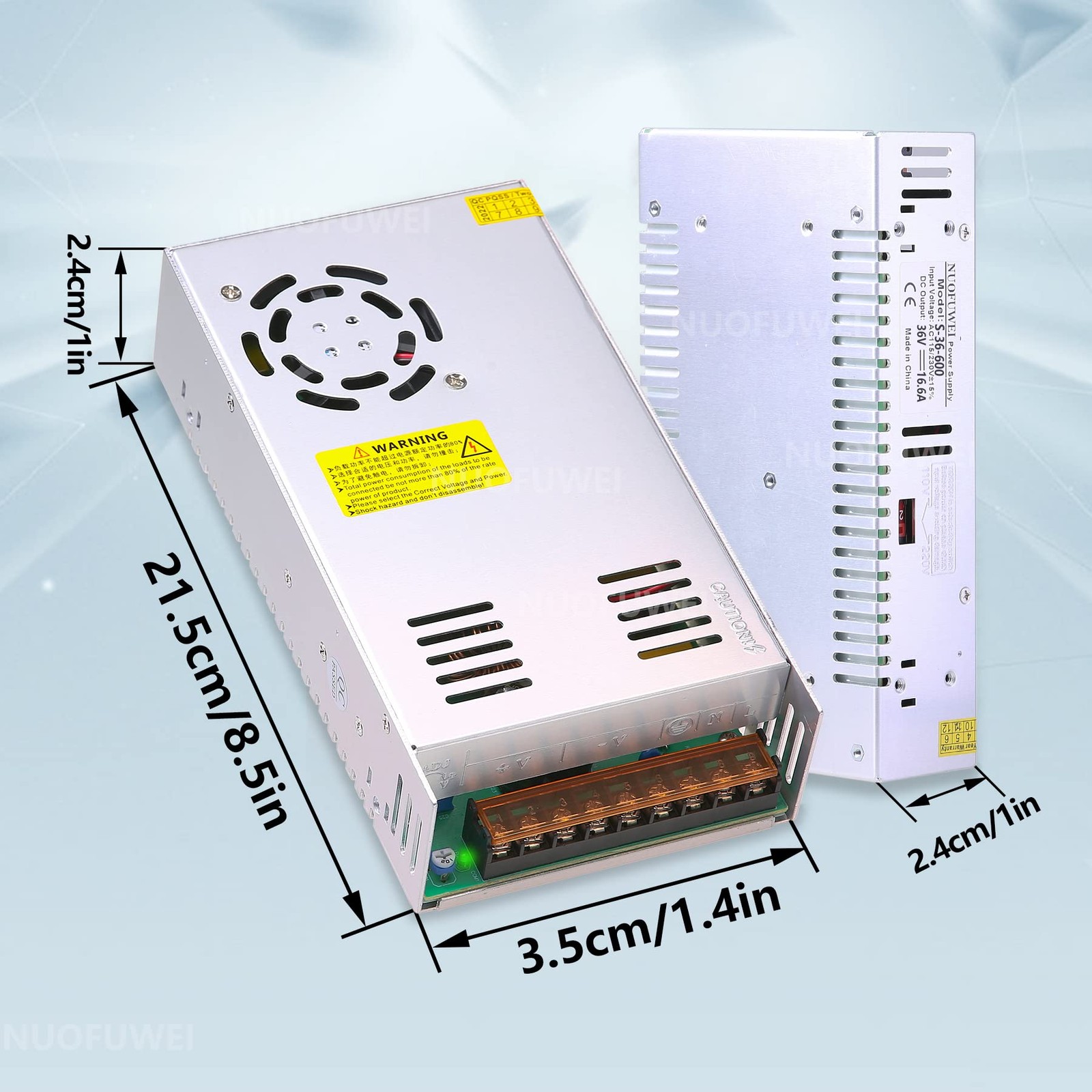 600W Switching Power Supply, 110V AC to 36V DC 16.6A, Converter Adapter, Winch