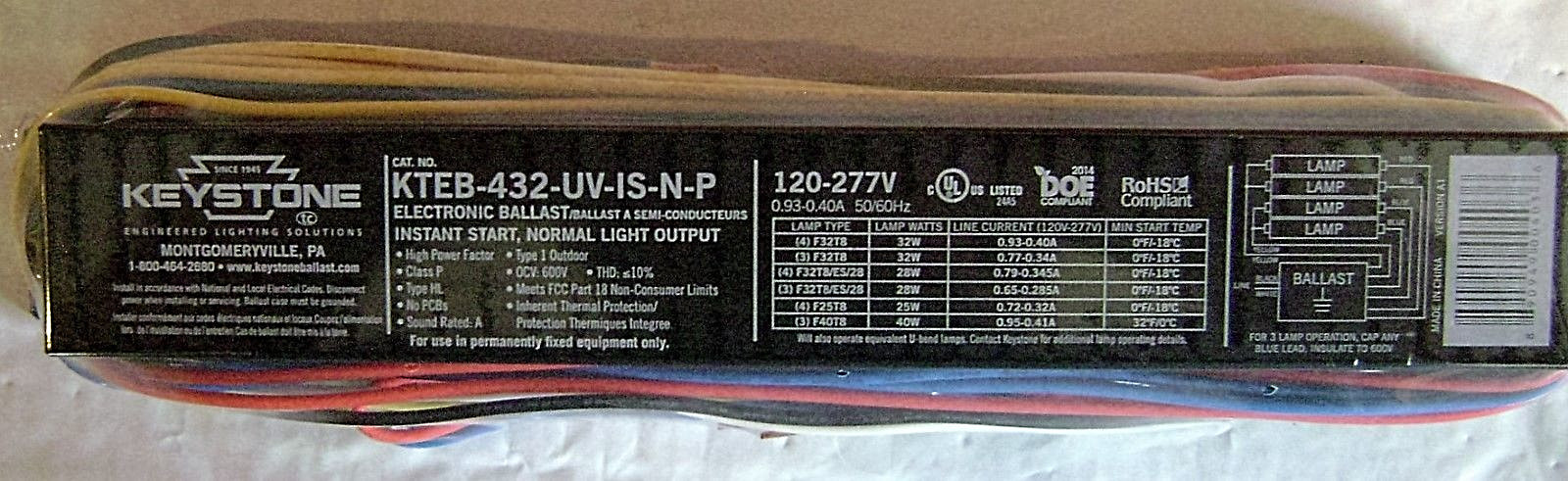 10 of KTEB-432-UV-IS-NP Fluorescent Ballast 4B T8 Replaces Accupro AP-432IP-UNV