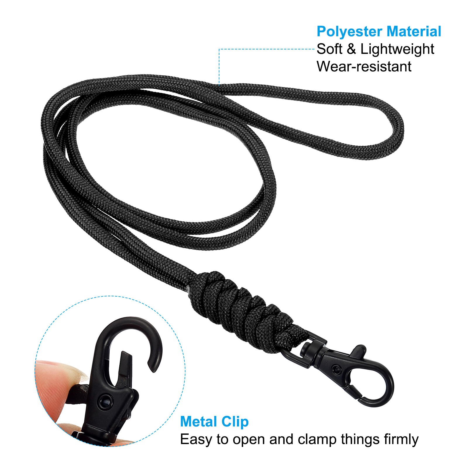 Neck Lanyard Badge Lanyards Long Strap ID Card Holder Keychains Black