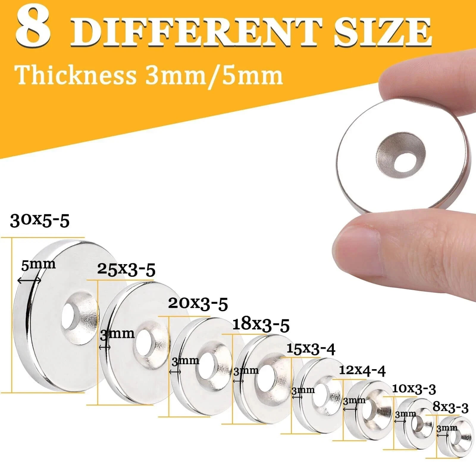 50Pcs Strong Neodymium Disc Magnets with Hole, Small Permanent Round Ring
