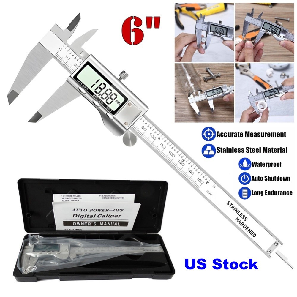 6″ 150mm Digital Caliper Electronic Micrometer LCD Measuring Tool with Fraction