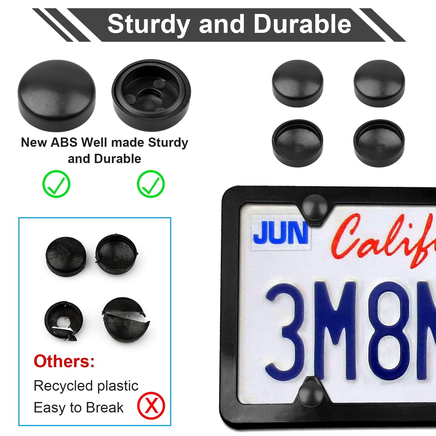 License Plate Screws Kits, Stainless Steel Anti Theft Mounting M6, Silver