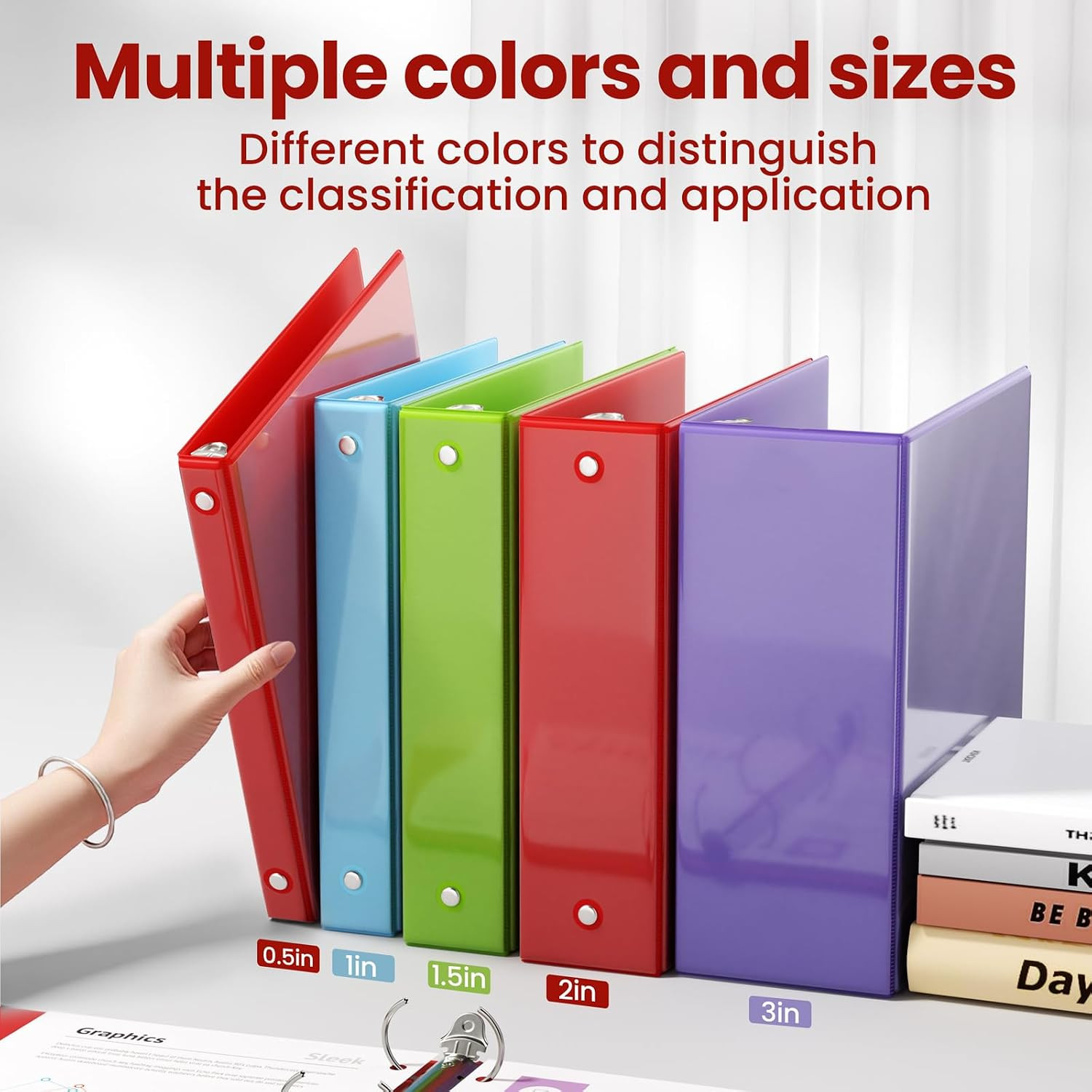 3 Inch Binders 3 Ring 4 Pack, 3″ Large Classic 4-Color Binder Set (8.5X11 Inches