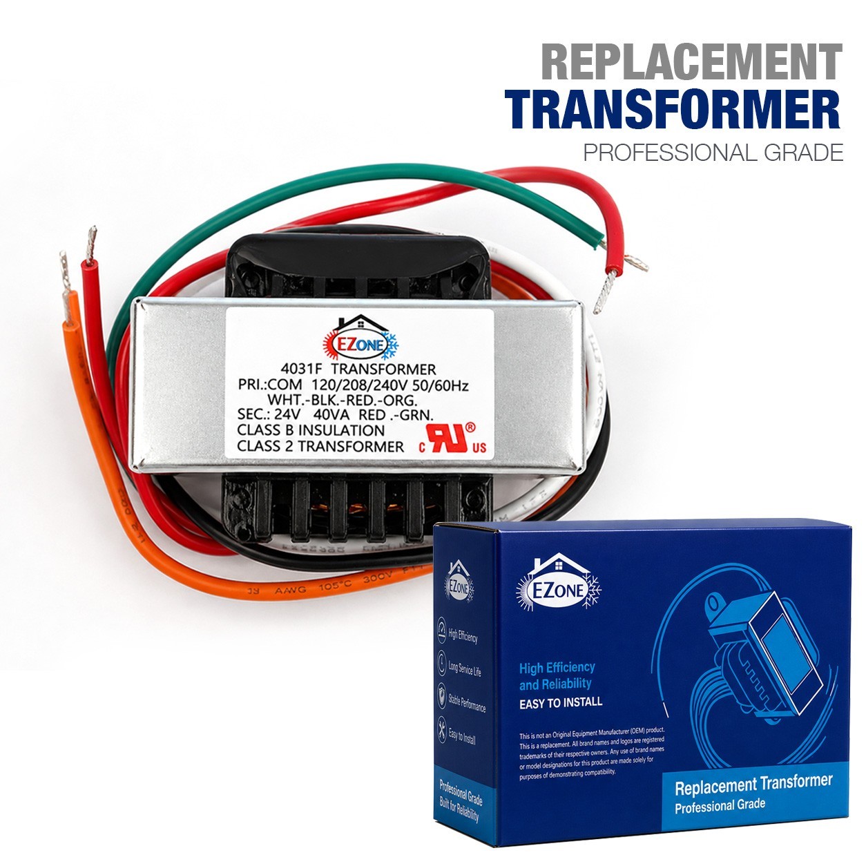 Control Transformer 40VA, Primary 120, 208, 240V Secondary 24V, HV