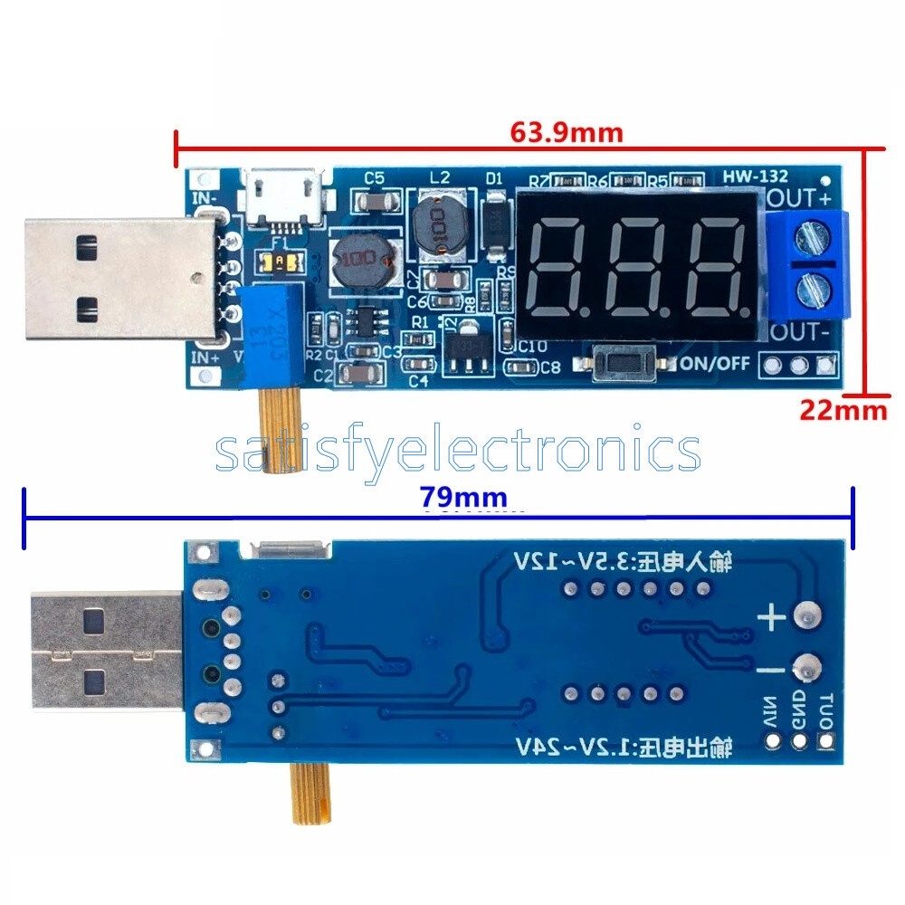 DC-DC5V to 1.2V~24V USB Step UP Down Boost Buck Adjustable Power Supply Module F
