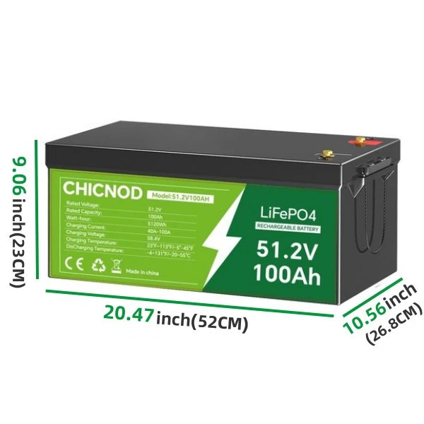 48V 100Ah LiFePO4 Lithium Battery 100Ah 5120Wh with BMS For Solar/RV/Golf Carts