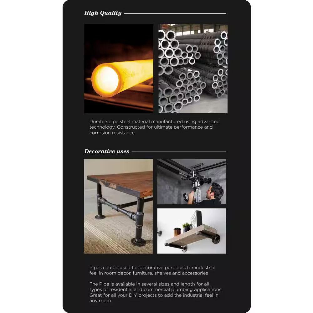 1-1/2 In. X 36 In. Black Steel Pipe