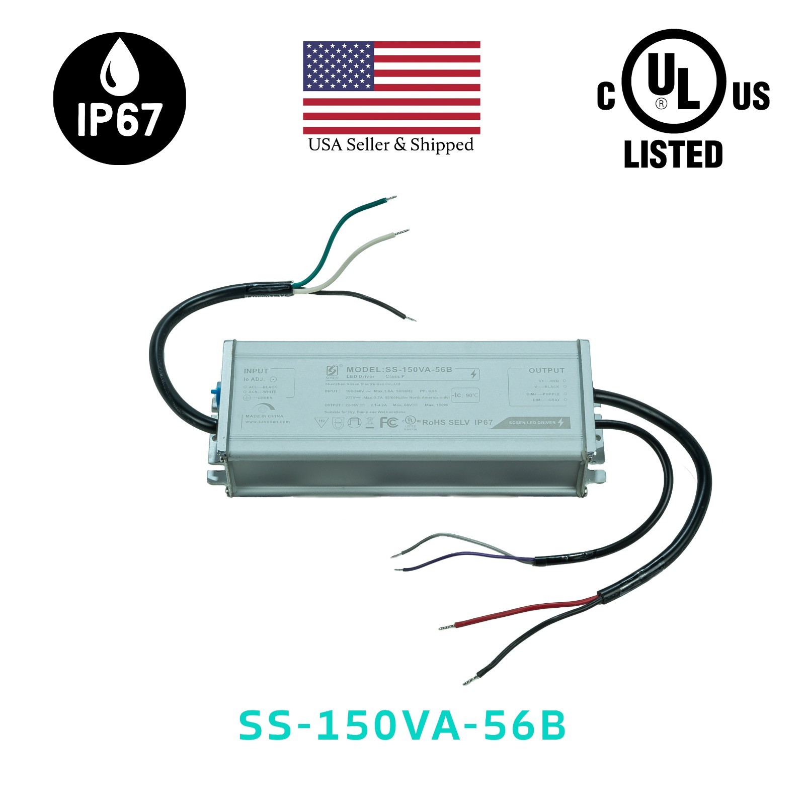 LED Driver SOSEN SS-150VA-56B Constant Current Driver – 150W – IP67