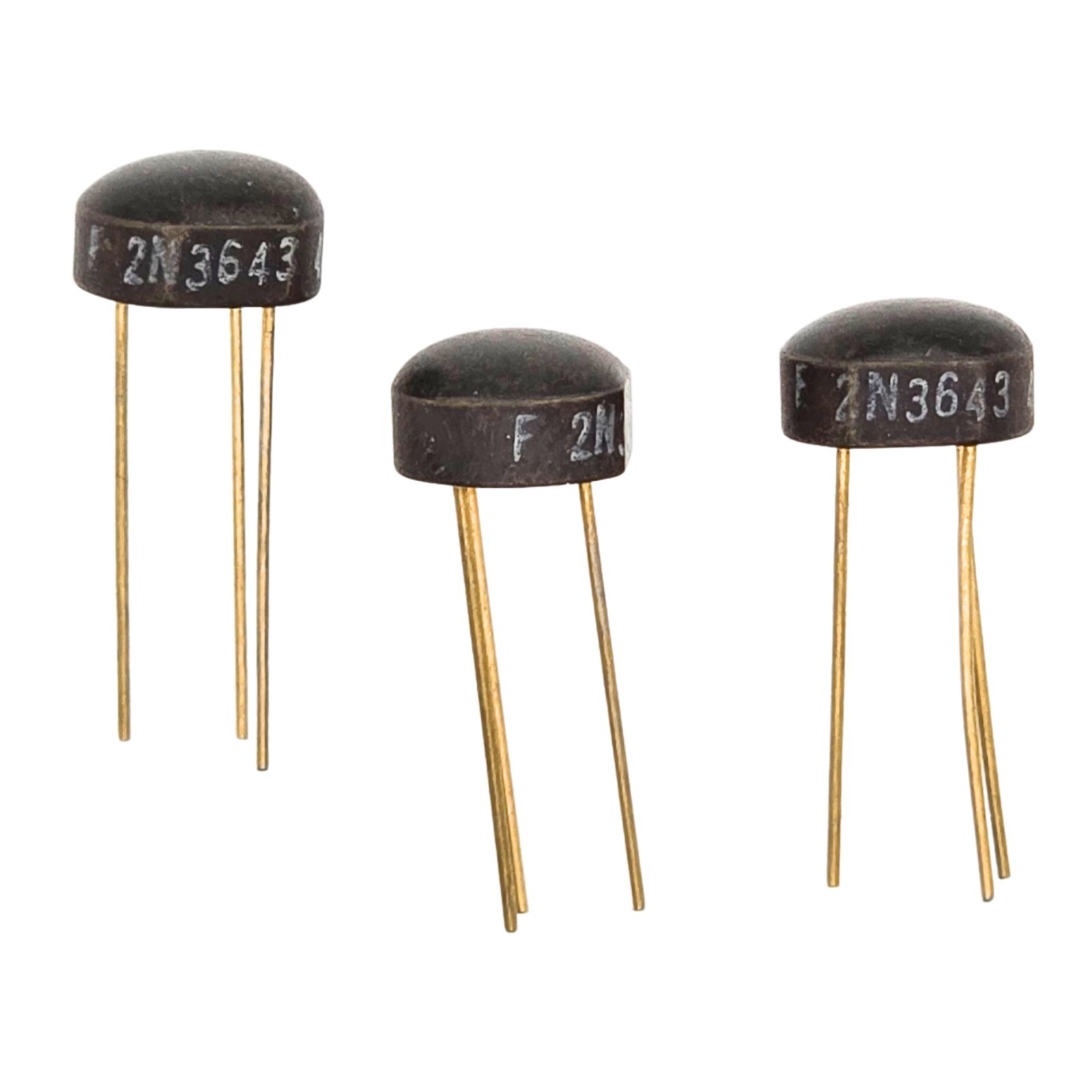 Lot of 5 Fairchild 2N3643 NPN Transistors TO-106 Gold Leads 30V 0.5A 150MHz