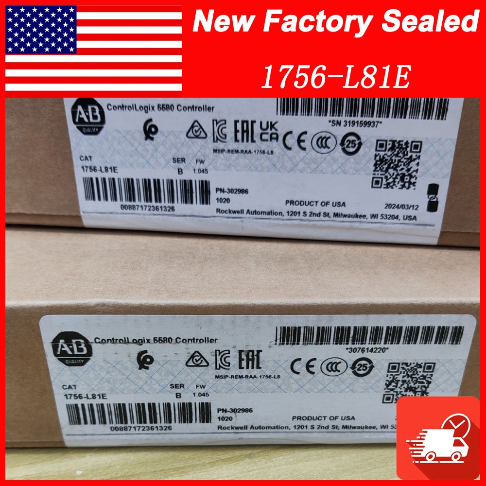 AB 1756-L81E ControlLogix 5580 Controller FW 1.045 NEW TX 1756 L81E