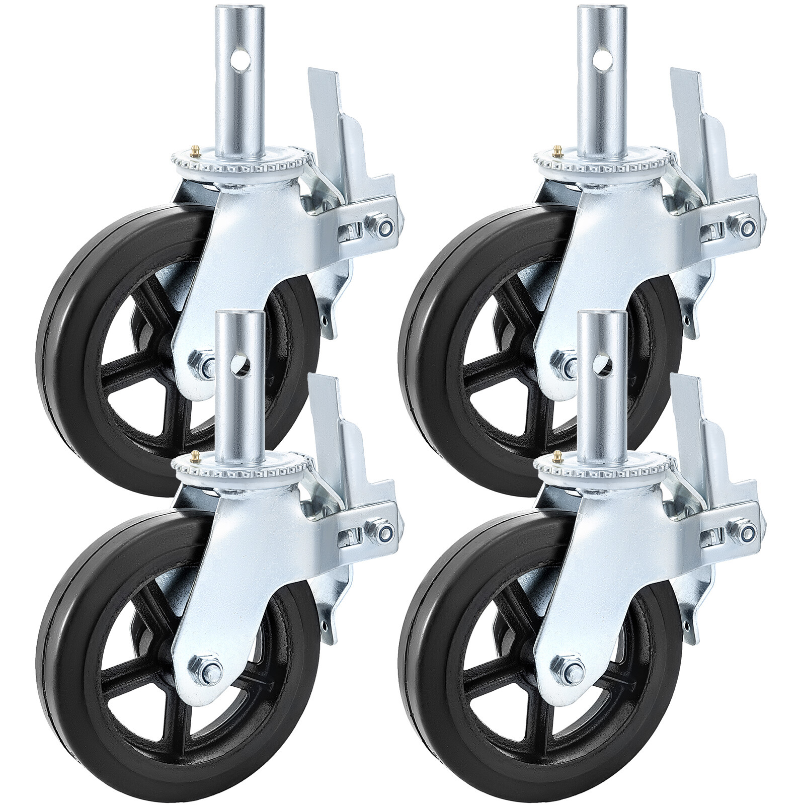 4 Pack 8″ x 2″ Heavy Duty Scaffolding Rubber Swivel Caster With Dual Locking 110
