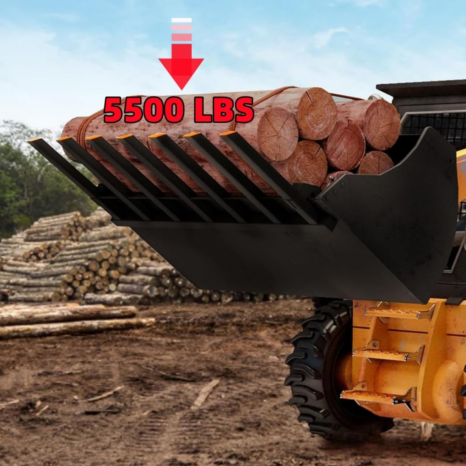 68″ Fork Length Clamp-On Debris Forks Fit 68/70/72″ Loader Buckets Skid Steers