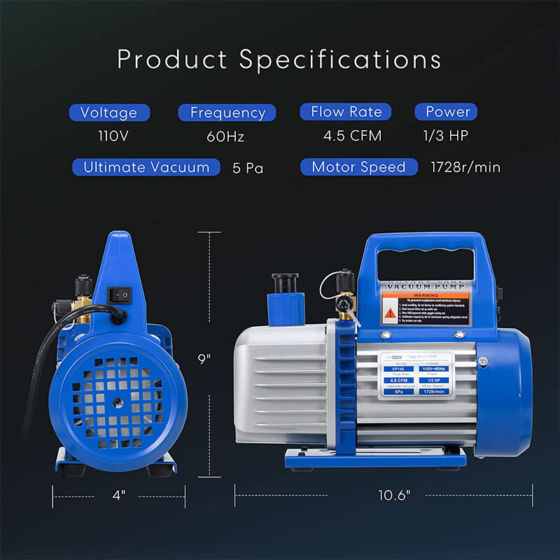 110V 4.5 CFM Vacuum Pump Single Stage 1/3HP Rotary HVAC/Auto AC Air Conditioning