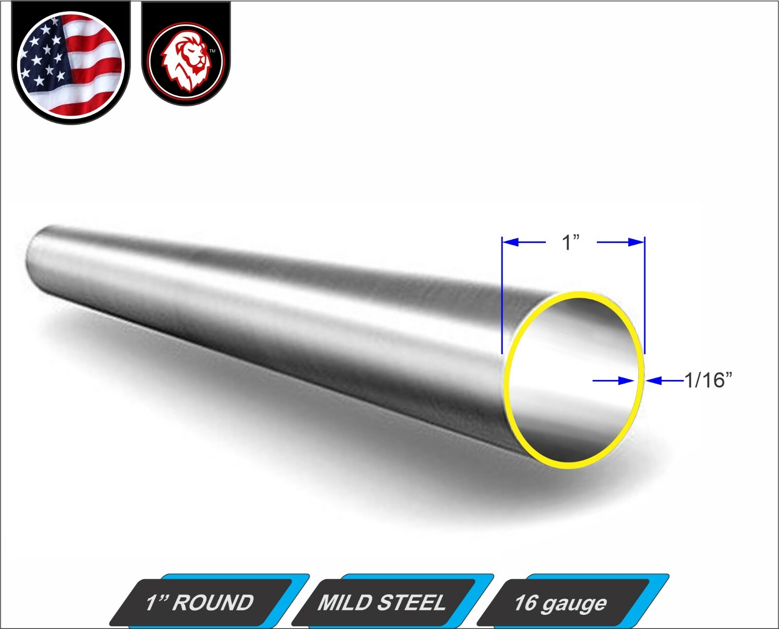 1″ Round Metal Tube – Mild Steel – 16 gauge – ERW – 12″ inch long (1-ft)