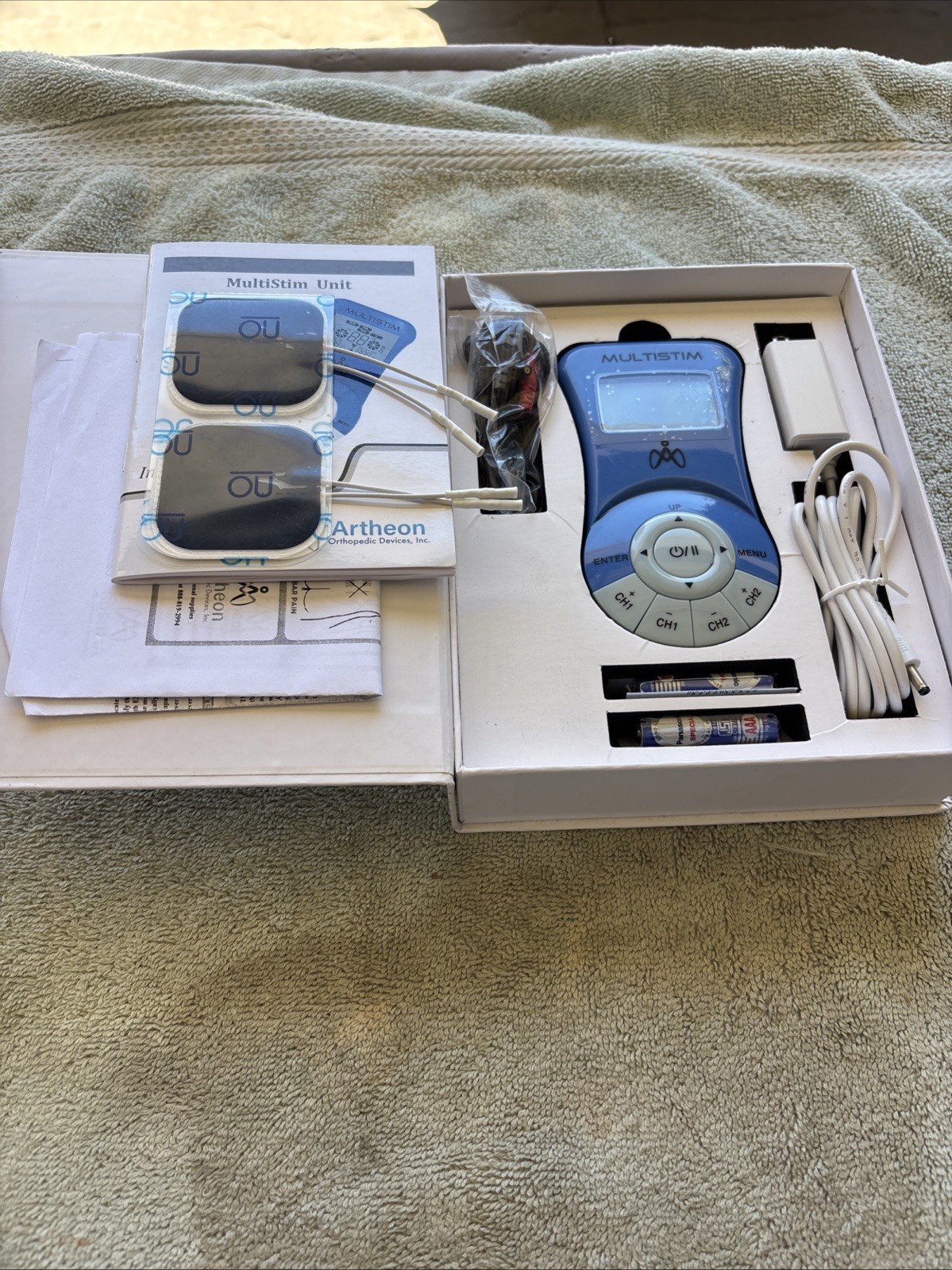 Artheon MultiStim TENS/EMS Unit 2-Channel Handheld w/ Leads Pads Manual