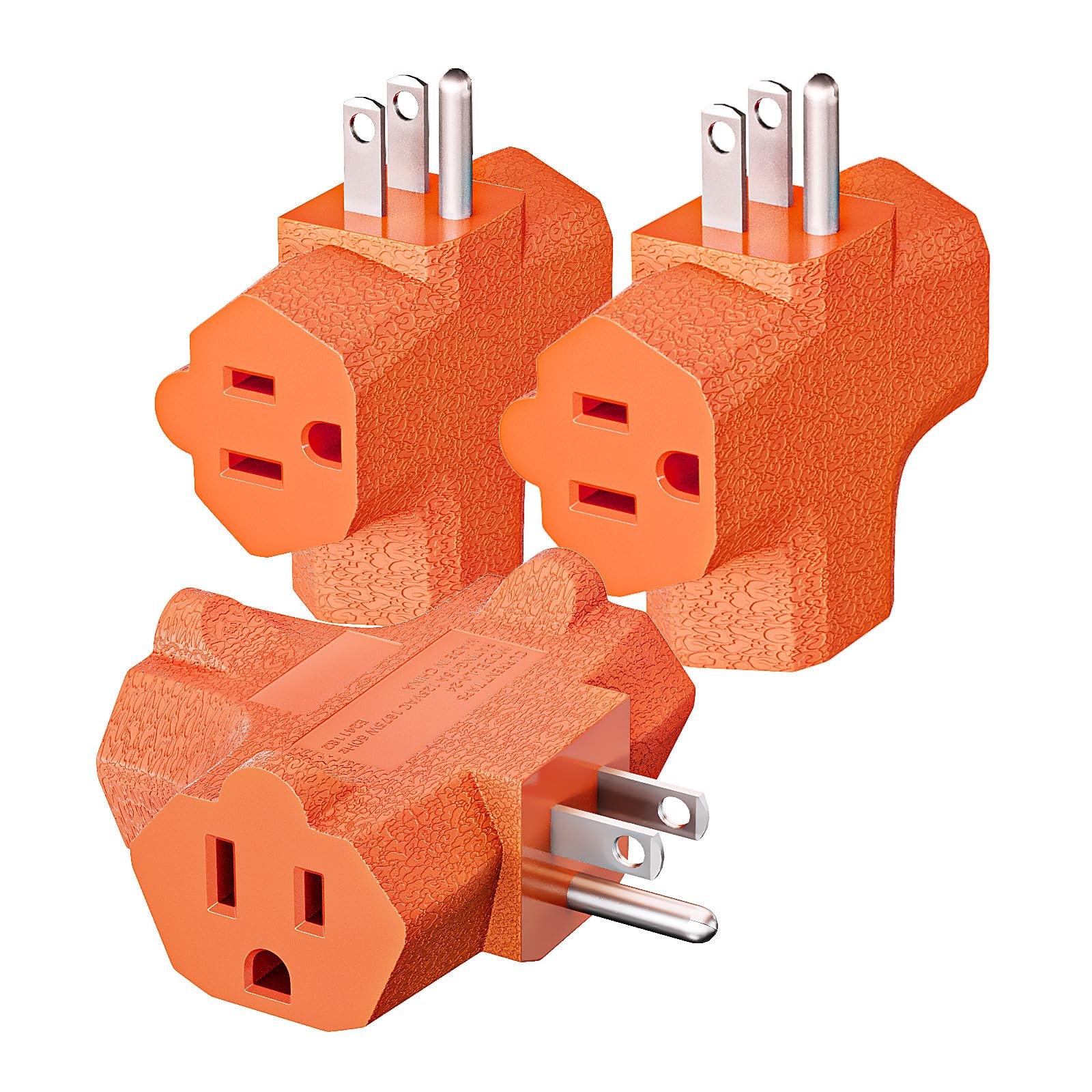 K KASONIC – 3-Outlet Grounding Adapter, [UL Listed] Plug Extender, Orange