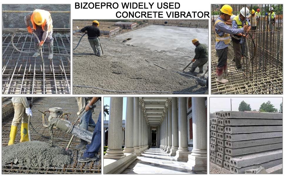 BIZOEPRO Concrete Vibrator, 1600W 2HP 18000RPM, 14-3/4ft Flexible Shaft, Elec…
