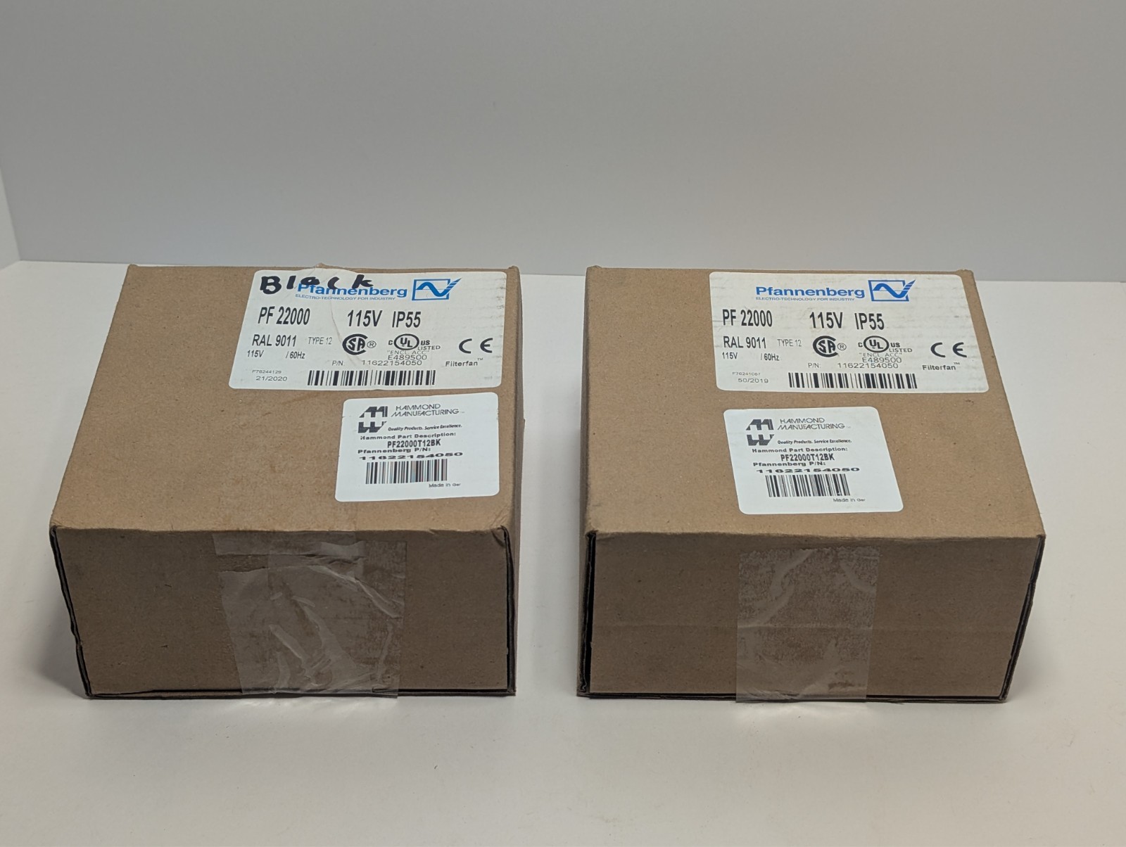 Lot of 2X Pfannenberg PF22000 115V Filter Fan Black IP55 PF2200T12BK 11622154050