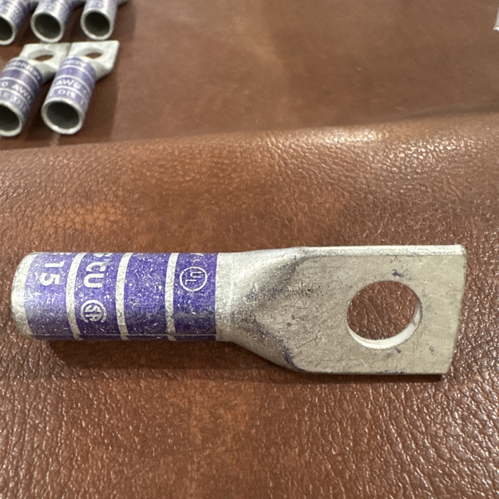 Lot of 6 Burndy YA28: One-Hole Compression Lug, N200 4/0 AWG CU, Purple Die 15