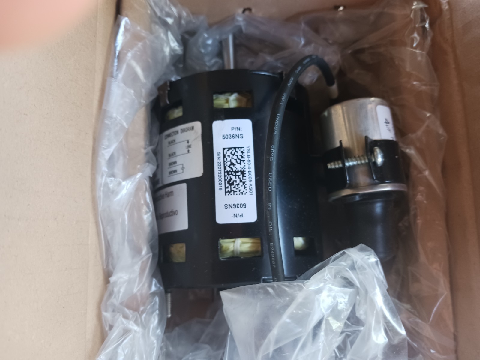 Interlink 5036NS, YSLB-50-4-B005-AS01 Evaporator Fan Motor, 1/15hp, 1300/1550rpm