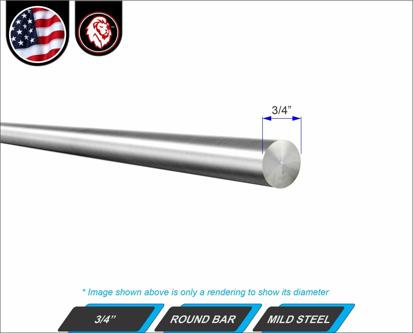 3/4″ Round Bar – Mild Steel – Round Metal Stock – 12″ inch Long (1-ft)