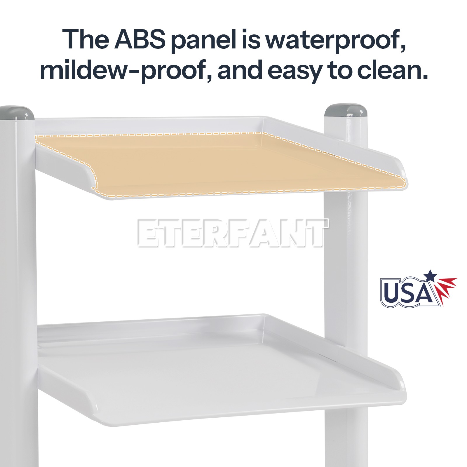 ETERFANT 3 Tiers Dental Trolley Medical Cart Mobile Tool Rolling Cart Dental Lab