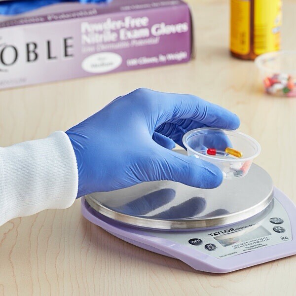 100 Pcs Low Dermatitis Potential Nitrile Blue Exam Grade 4 Mil Textured Gloves-L