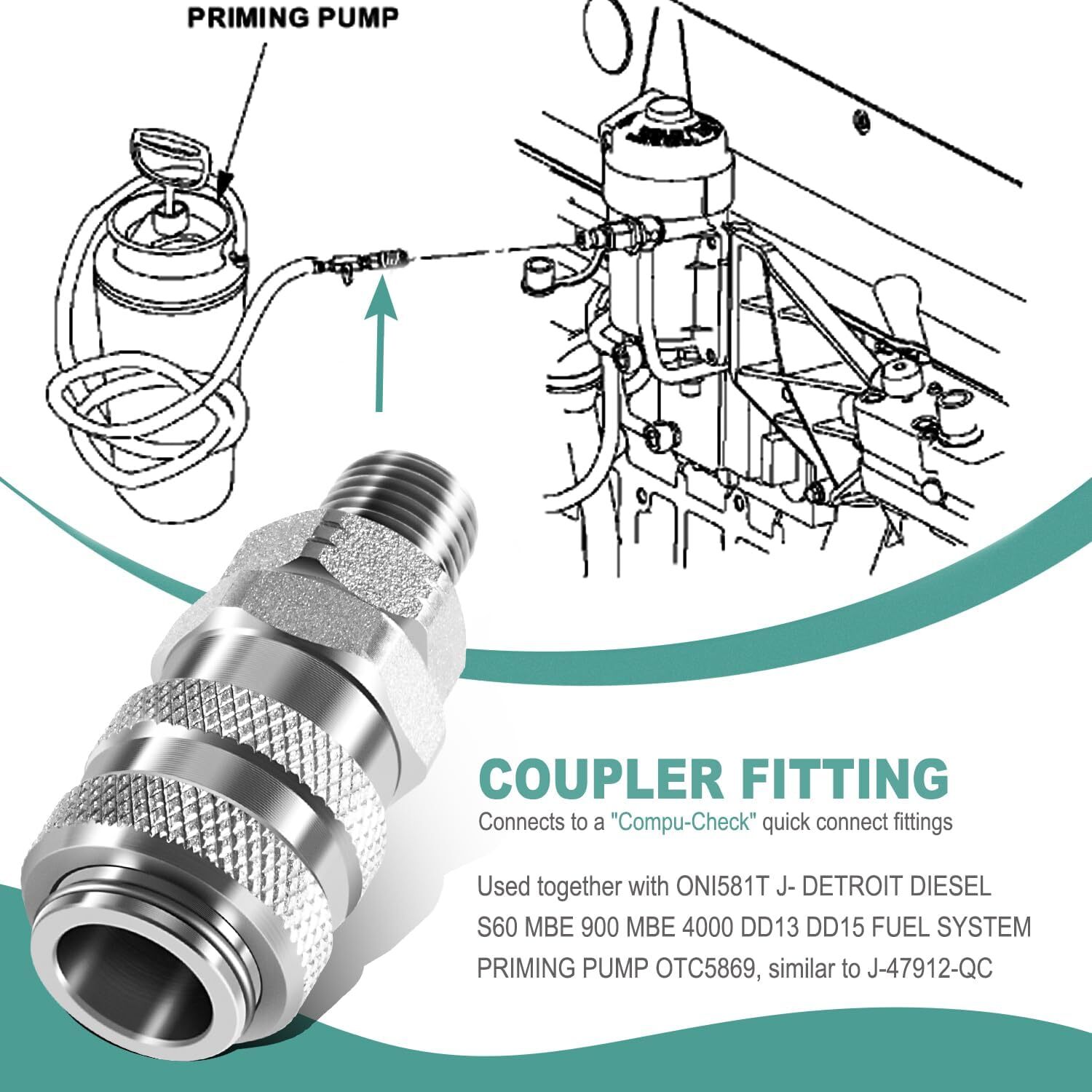 For Detroit Cummins Caterpillar J-47912-QC 5869-1 Fuel System Coupler Fitting