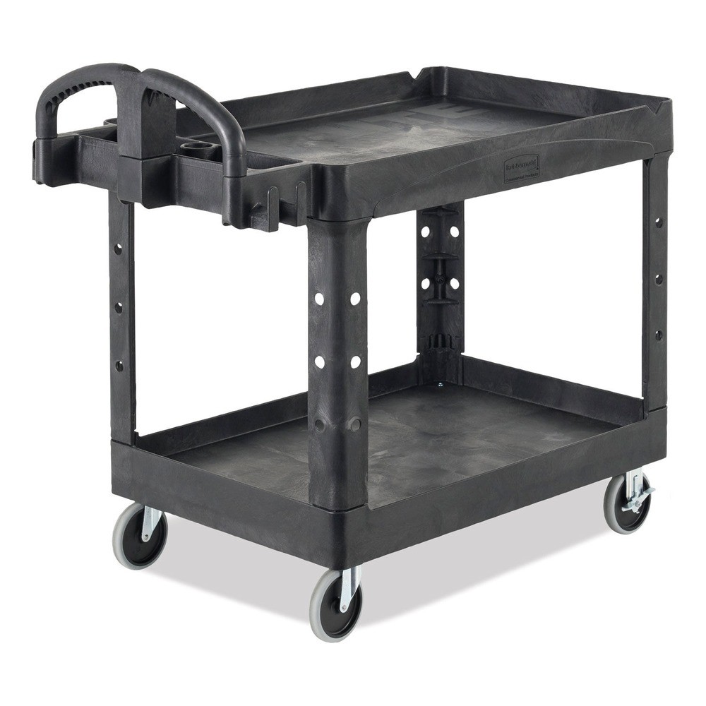 Rubbermaid Commercial 452088BK 25.9″ x 45.2″ x 32.2″ 2 Shelf Utility Cart New