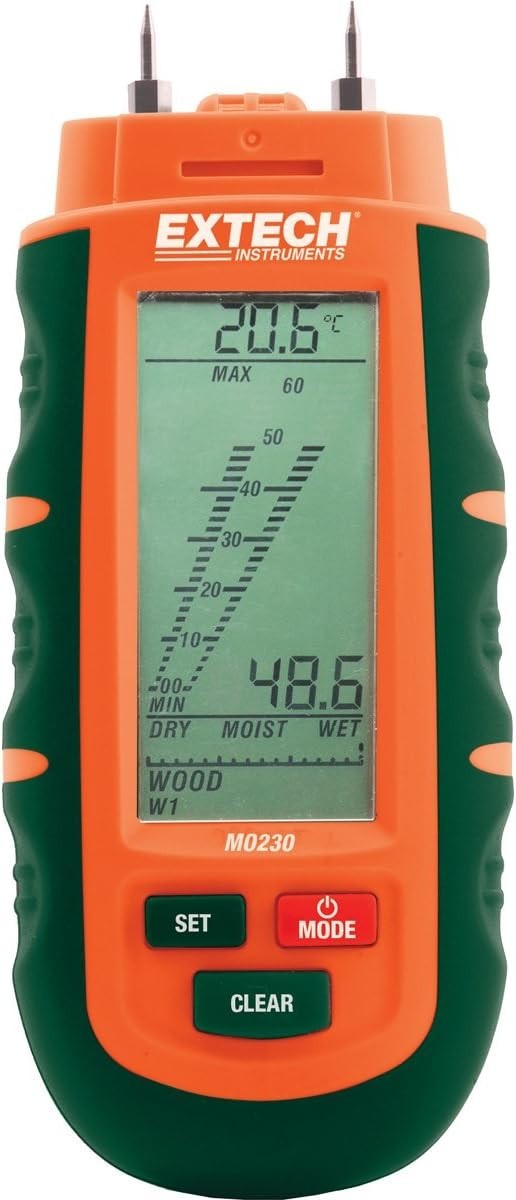 Extech Moisture Meter MO230 Measures Moisture Humidity Temp New Sealed REG $214!
