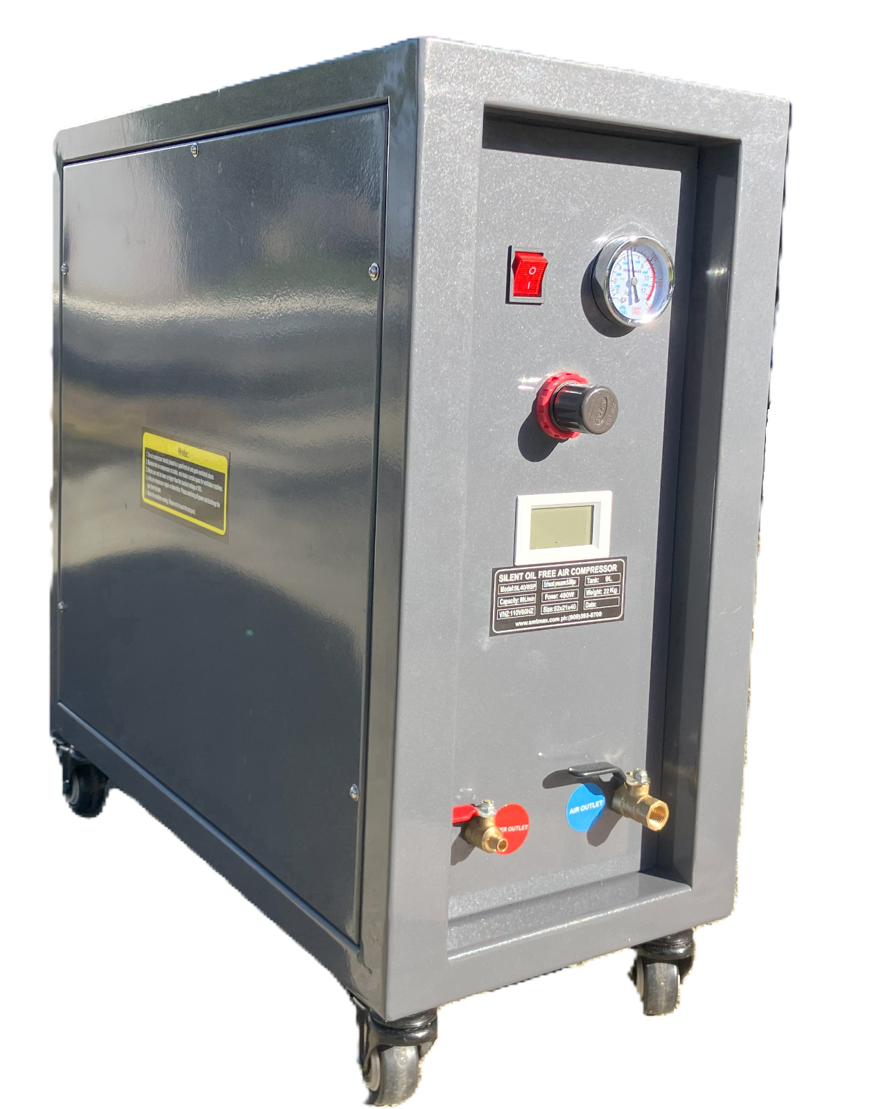 SMTmax SL-40SP Enclosed Oil-Free Dental Air Compressor – Quiet, Mobile, & (110v)