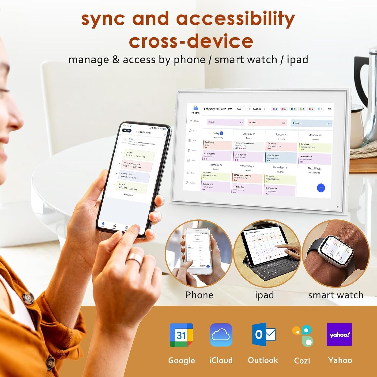 Digital Calendar 15.6″ Electronic Calendar Chore Family Schedule 1920x1080P OPEN