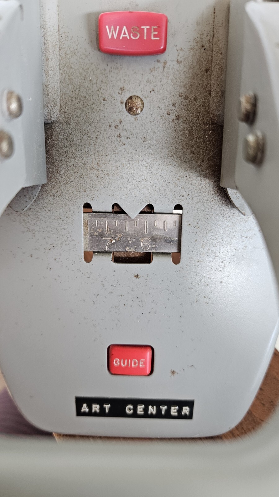 Punchodex P-200 2 Hole Punch Vintage Gray Metal Adjustable Guide & Waste Buttons