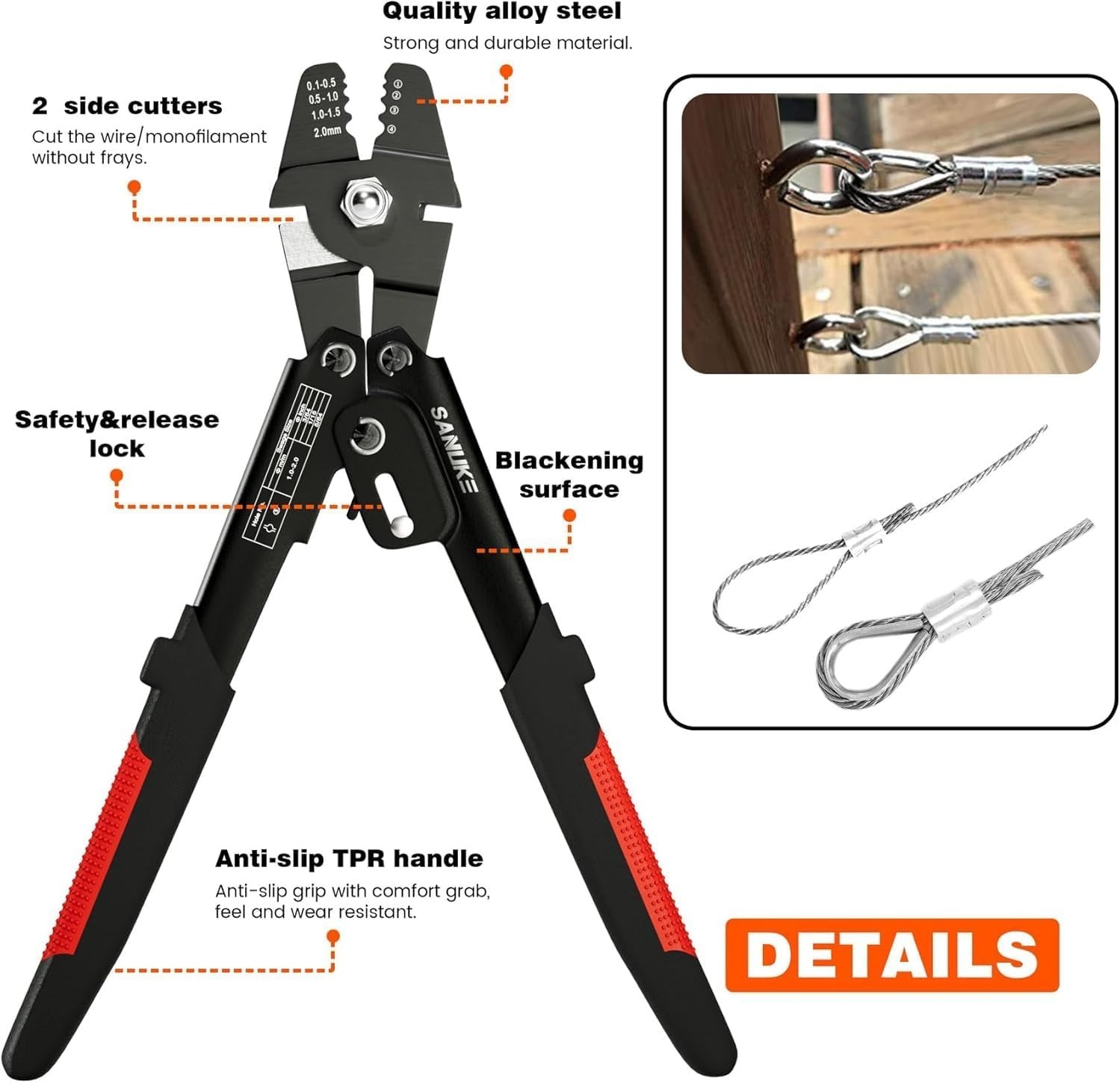 Stainless Steel Cable Crimper Kit with 140pcs Sleeves\