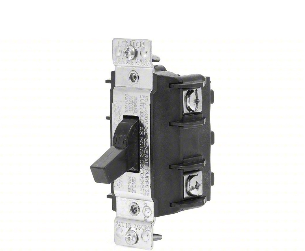 Leviton MS302-DS 30A 600V Double-Pole Single Phase AC Motor Starter 879J78 Black