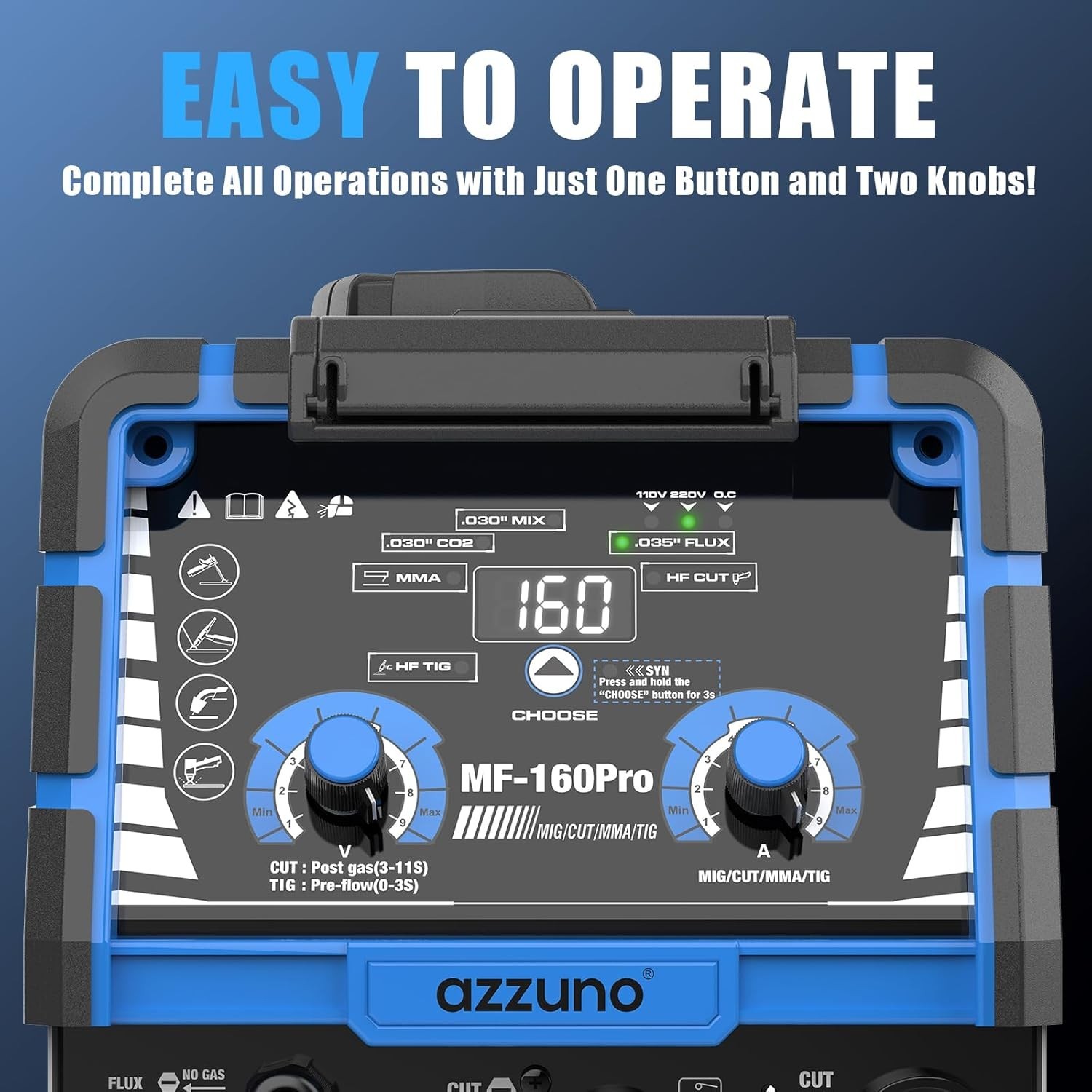 AZZUNO 5-in-1 Plasma Cutter Welder Combo Cut/Gas MIG/Flux MIG/HF TIG 110V/220V