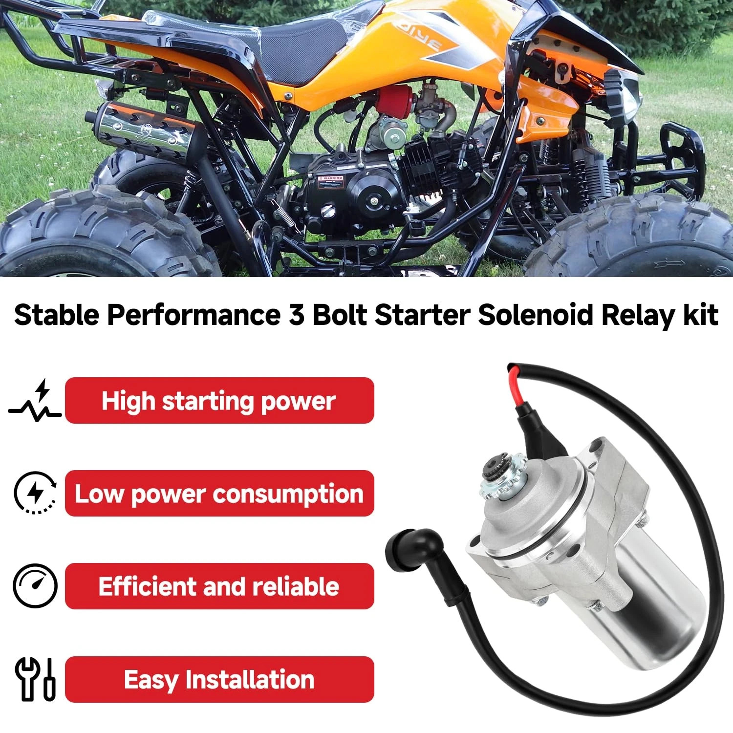 3 Bolt Starter Motor Solenoid Relay 125/110/50Cc 4 Wheeler Quad Chinese ATV