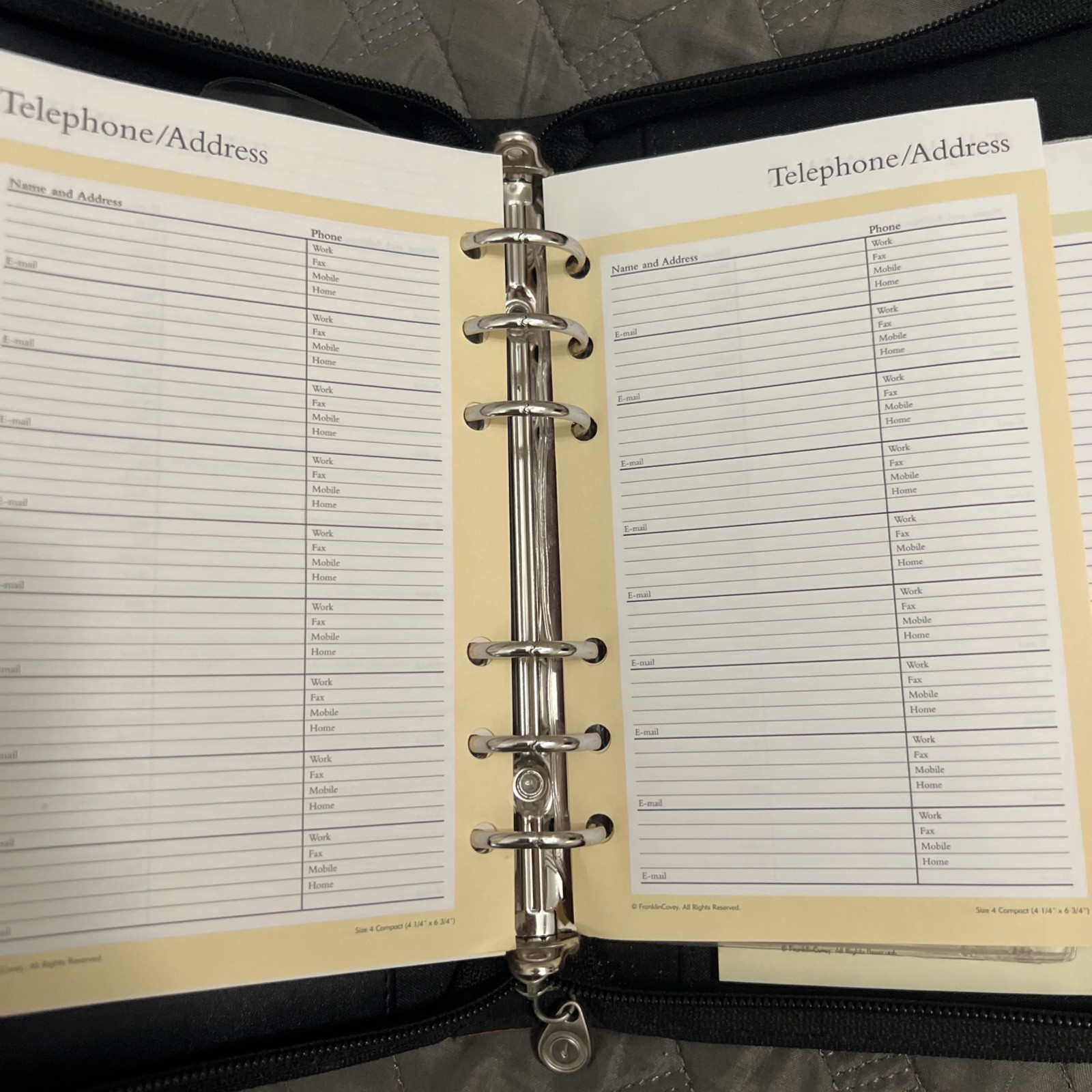 Franklin Covey 365 Classic 6-Ring Binder Organizer Black Orange Crocodile Zip