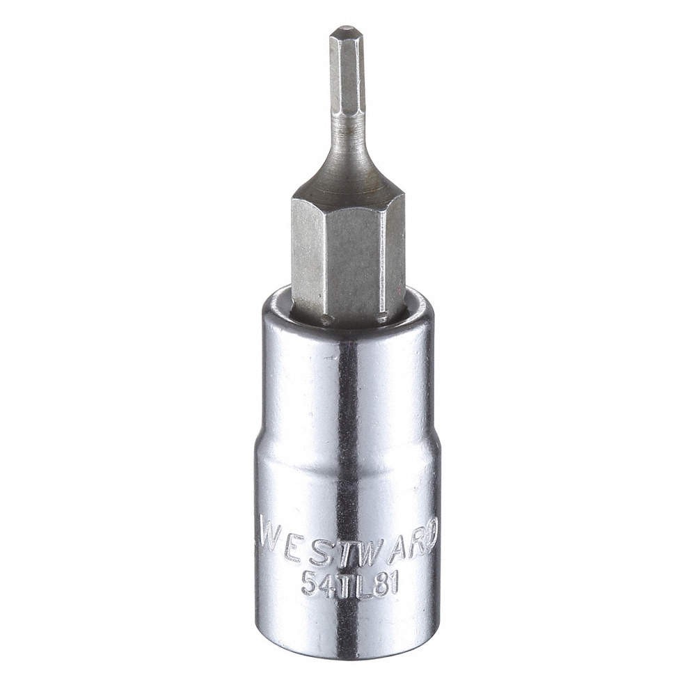 WESTWARD 54TL81 Socket Bit, Steel, 1/4 in, TpSz 5/64 in 54TL81