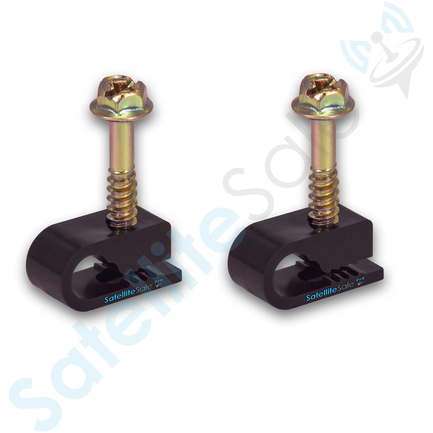 SatelliteSale Black RG6 Single Cable Grip Mounting Screw Clips 100 CT