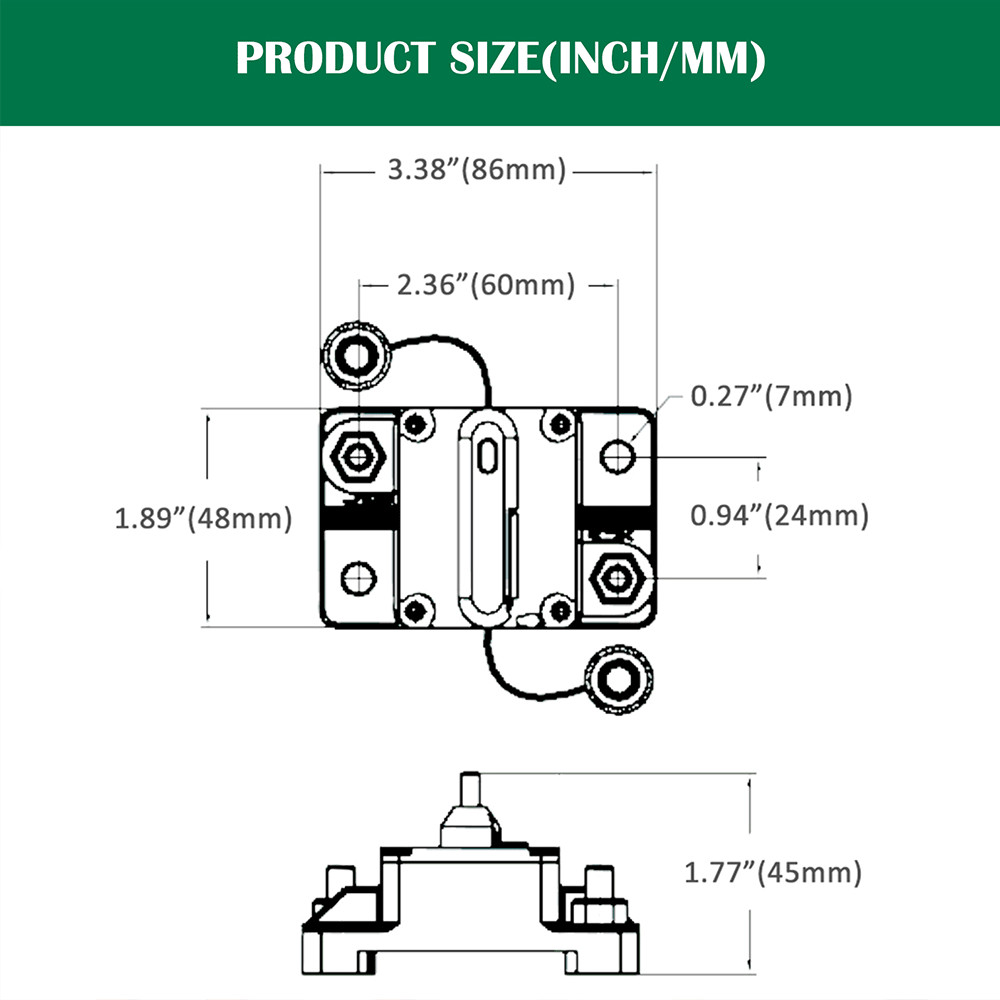 30A-300A Amp Waterproof Circuit Breaker Auto/Marine/Solar 12-48V DC Manual Reset