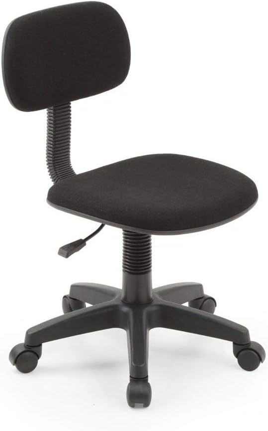Adjustable Height Armless Desk Chair for Kids – Sleek Black Fabric Design