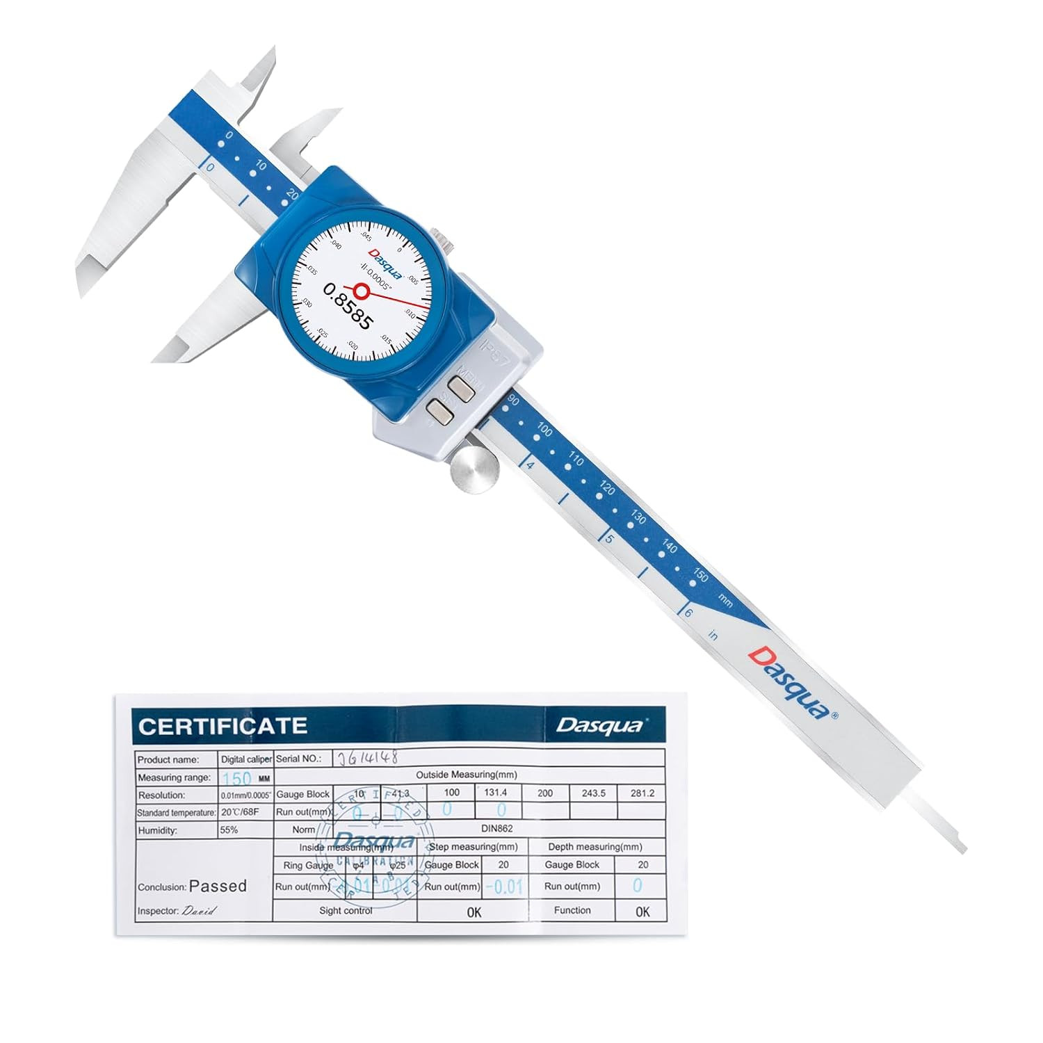 Digital Dial Calipers 6″/150Mm IP67, Resolution 0.0005″, Accuracy ±0.001”, Inch/
